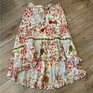 Gipsy Queen Barok Paris Hi-low Floral lace flowy  Patchwork Skirt NWT